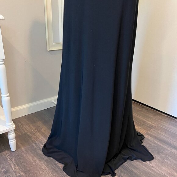 Betsy & Adam Black Sequined Front cross Cut Out Gown, Size 10 - Picture 7 of 16